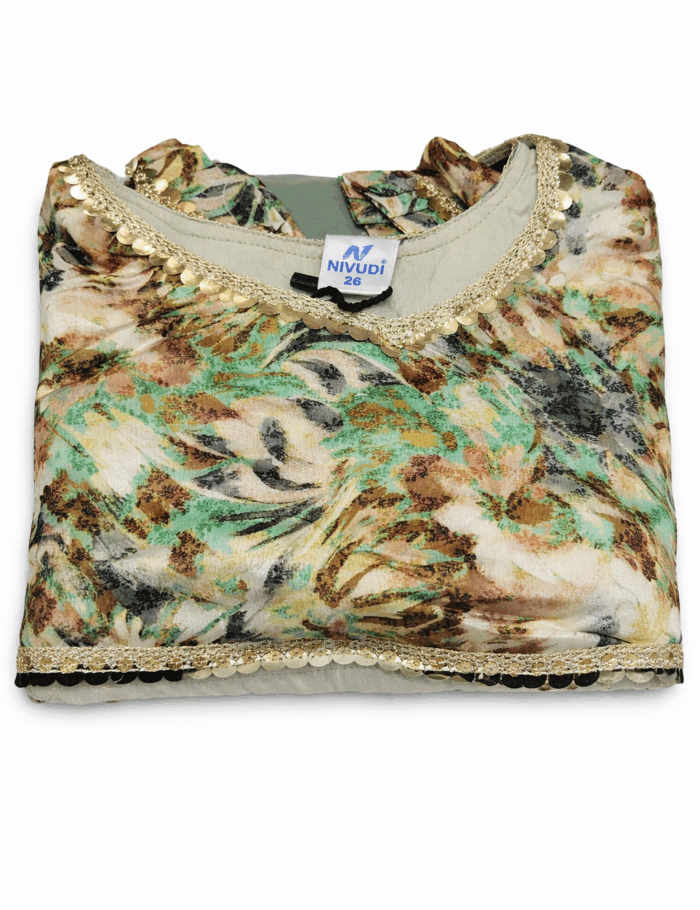 Floral ethnic top with gold trim